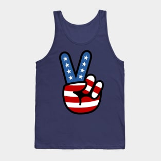 Peace Love Hand USA Flag Solid Tank Top